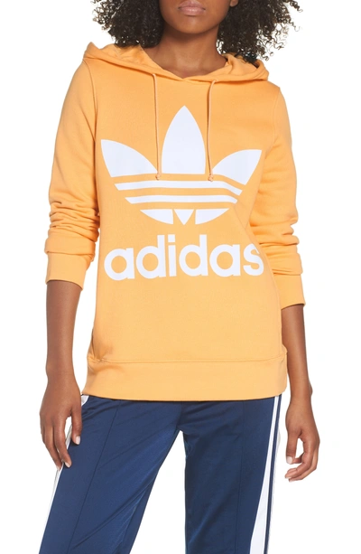 Shop Adidas Originals Trefoil Hoodie In Chalk Orange