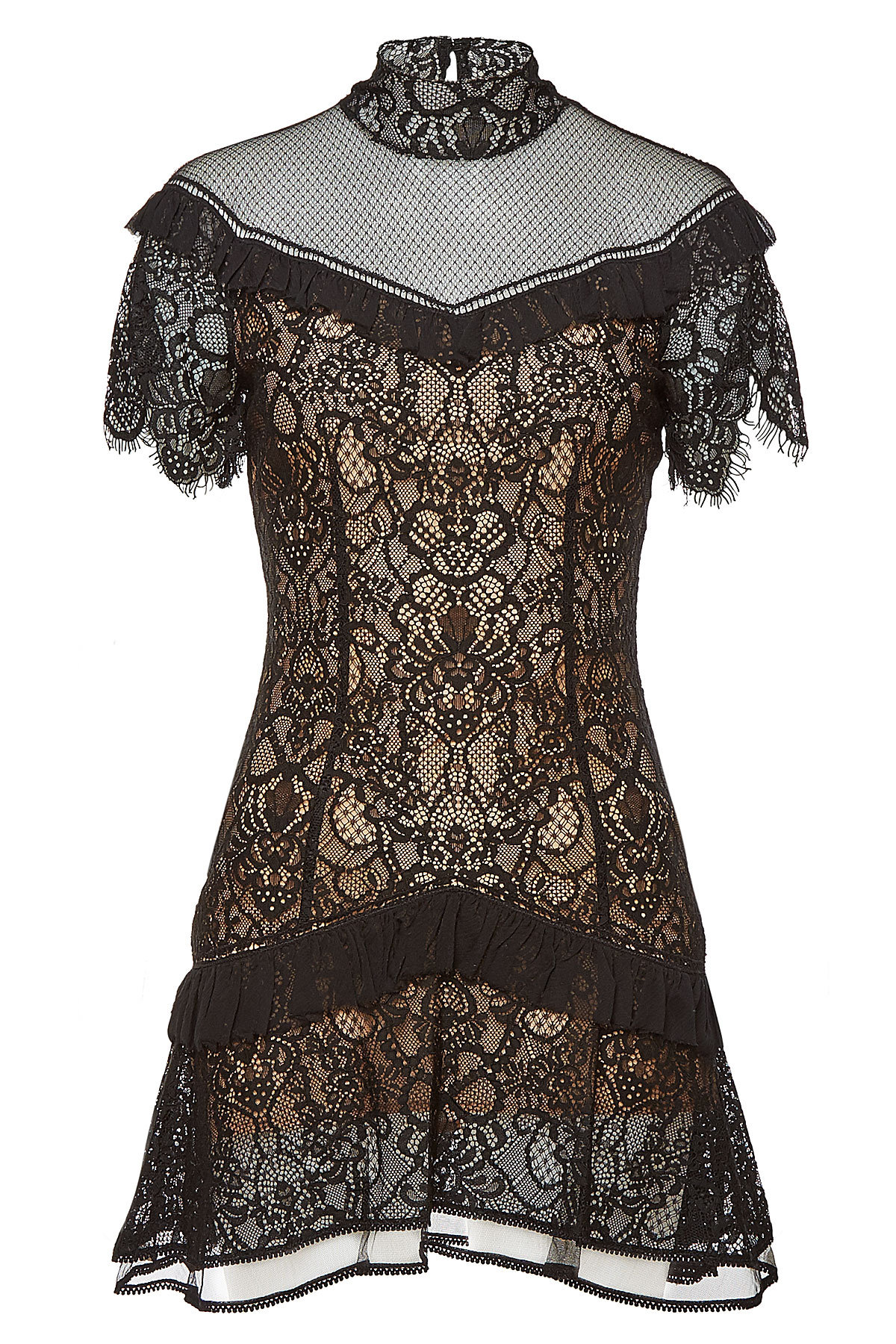 jonathan simkhai mixed lace mini dress