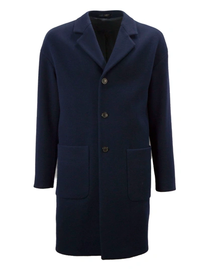 Shop Mauro Grifoni Blue Virgin Wool Coat.