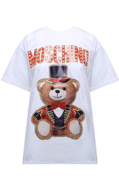 Shop Moschino Teddy Circus Cotton-jersey T-shirt In Bianco