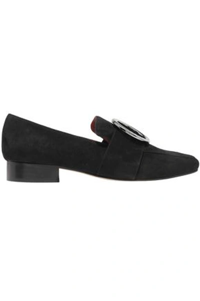 Shop Dorateymur Woman Embellished Velvet Loafers Black