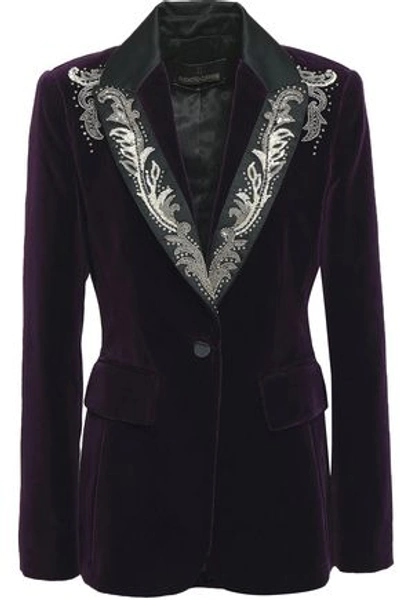 Shop Roberto Cavalli Woman Velvet Blazer Dark Purple
