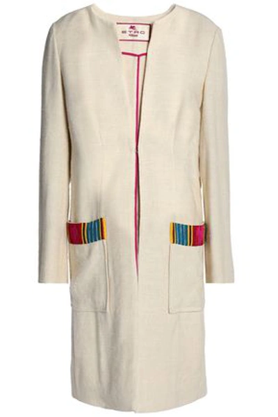 Shop Etro Woman Bead-embellished Silk And Hemp-blend Jacket Beige