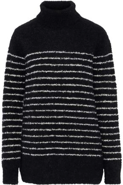 Shop Veda Woman Striped Alpaca-blend Turtleneck Sweater Black