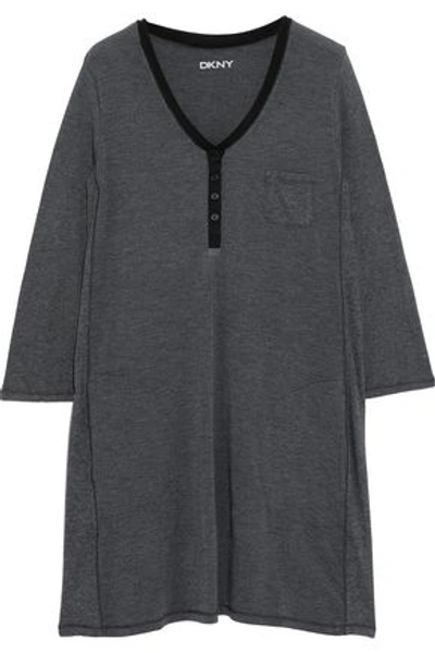 Shop Dkny Woman Mélange Modal-blend Jersey Nightdress Dark Gray