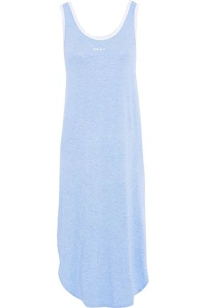 Shop Dkny Woman Printed Mélange Jersey Nightdress Light Blue