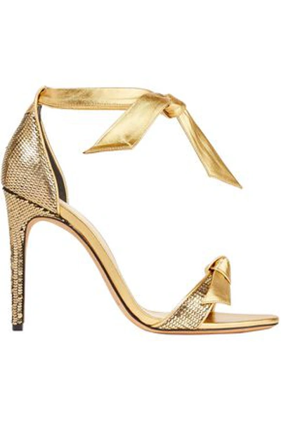 Shop Alexandre Birman Woman Knotted Metallic Snake-effect Leather Sandals Gold