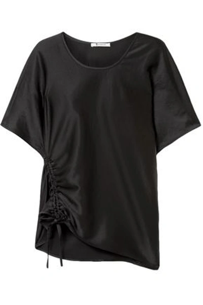 Shop Alexander Wang T Ruched Satin T-shirt In Black