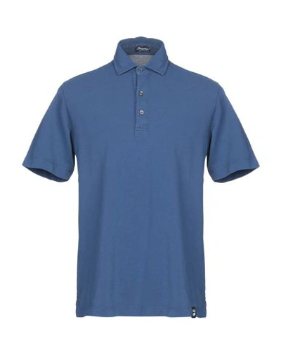 Shop Drumohr Man Polo Shirt Slate Blue Size M Cotton