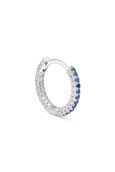 Shop Maria Tash 8mm 18-karat White Gold, Diamond And Sapphire Hoop Earring