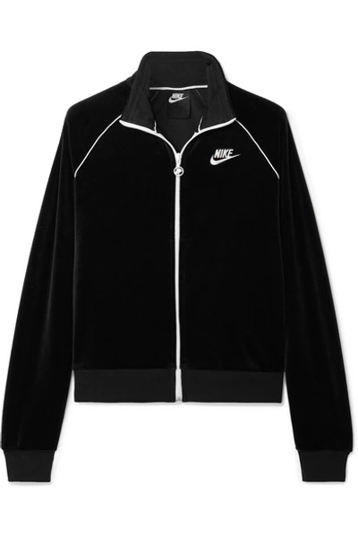 Shop Nike Stretch-velour Track Jacket In Black