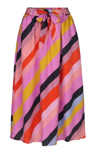 Shop Stine Goya Audrey Silk Striped Skirt In Pink