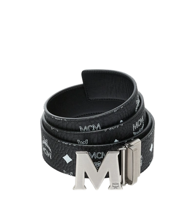 Shop Mcm Antique M Reversible Belt 1.75" In White Logo  Visetos In Black | White Logo Black