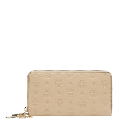 Shop Mcm Zip Around Wallet In Monogram Leather Charm In Ia
