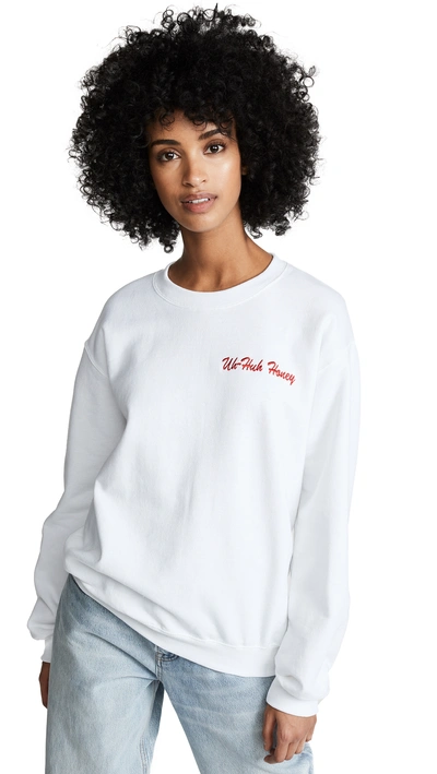 Shop Double Trouble Gang Uh-huh Honey Sweatshirt In White