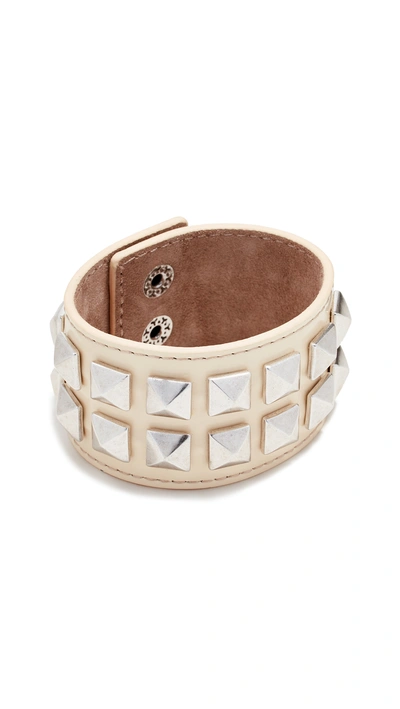 Shop Marc Jacobs Wide Studded Leather Bracelet In Beige