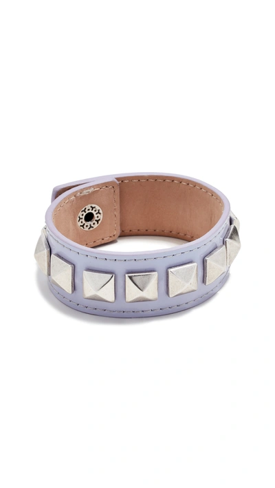 Shop Marc Jacobs Studded Leather Bracelet In Lavender
