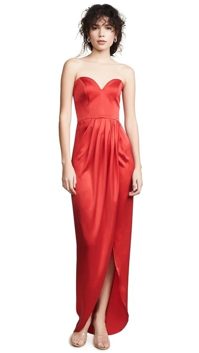 Shop Vatanika Draped Silk Gown In Red
