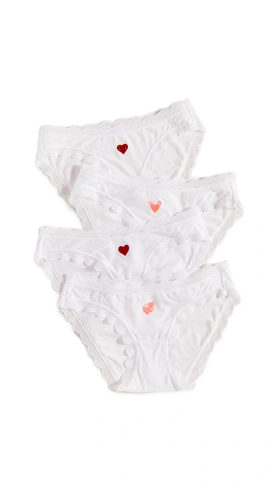 Shop Stripe & Stare Love Heart Bikini 4 Pack In White