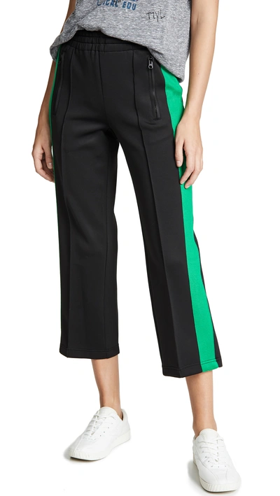 Shop Pam & Gela Boyfriend Crop Pants With Side Stripe Tab In Black