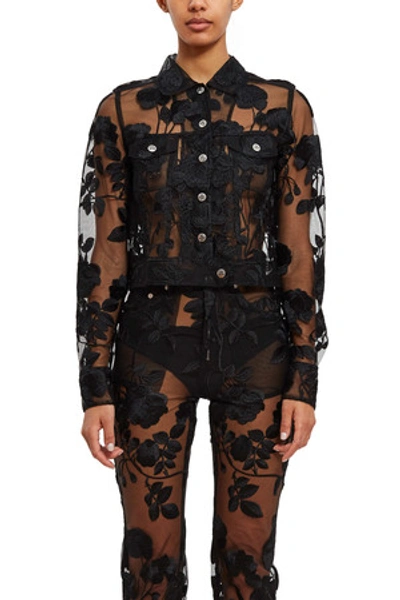 Shop Adam Selman Opening Ceremony Sheer Rose Jacket In Black