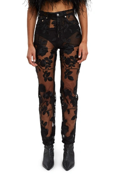 Shop Adam Selman Opening Ceremony Sheer Rose Jeans In Black