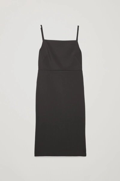 Shop Cos Wool-blend Slip Dress In Black