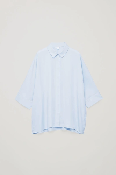 Shop Cos Draped Wide-fit Shirt In Blue