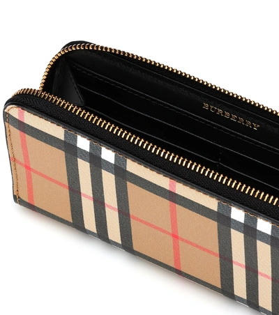 Shop Burberry Ellerby Check Leather Wallet In Beige