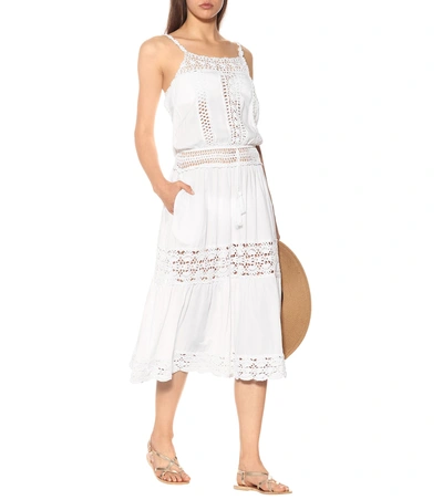 Shop Anna Kosturova Manor Cotton Crochet Midi Dress In White