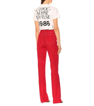 Shop Helmut Lang High-rise Cotton-blend Pants In Red