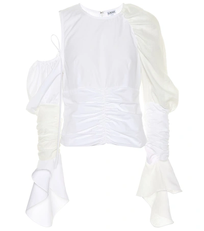 Shop Loewe Linen And Cotton Top In White