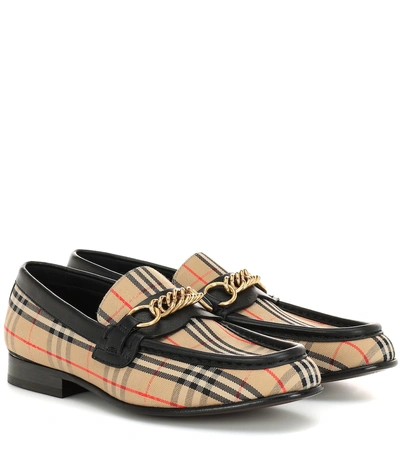 Shop Burberry 1983 Check Link Loafers In Beige