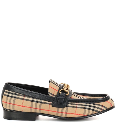 Shop Burberry 1983 Check Link Loafers In Beige