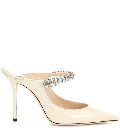 Shop Jimmy Choo Bing 100 Patent Leather Mules In White