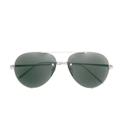 Shop Linda Farrow Silver Aviator Sunglasses