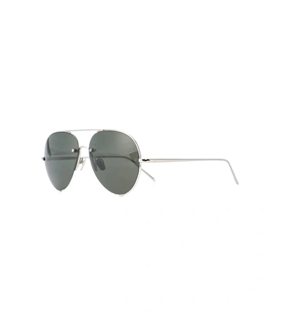 Shop Linda Farrow Silver Aviator Sunglasses