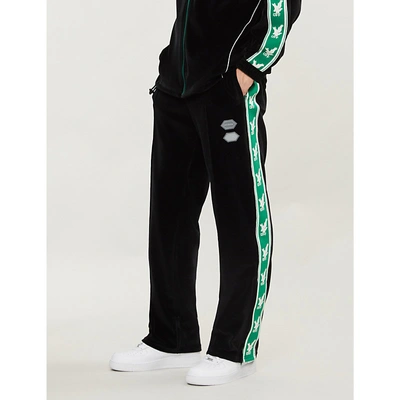 Shop Off-white Side-stripe Velour Jogging Bottoms In Black