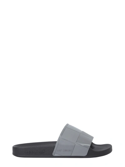 Shop Adidas Originals Adidas By Raf Simons Check Embossed Slides In Grey