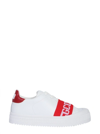 Shop Gcds Logo Band Detail Sneakers In White