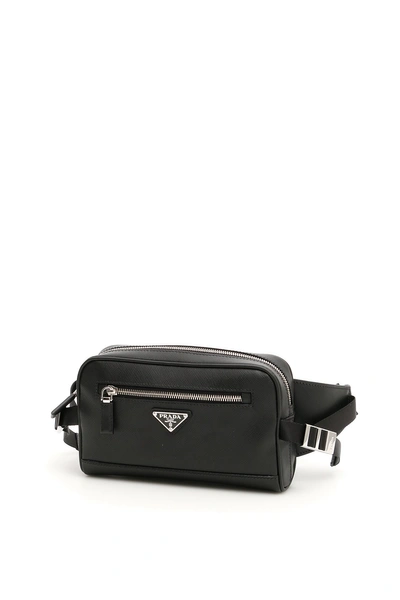 Shop Prada Saffiano Leather Belt Bag In Black