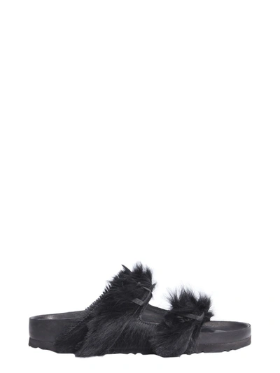 Shop Rick Owens X Birkenstock Arizona Fur Sandals In Black