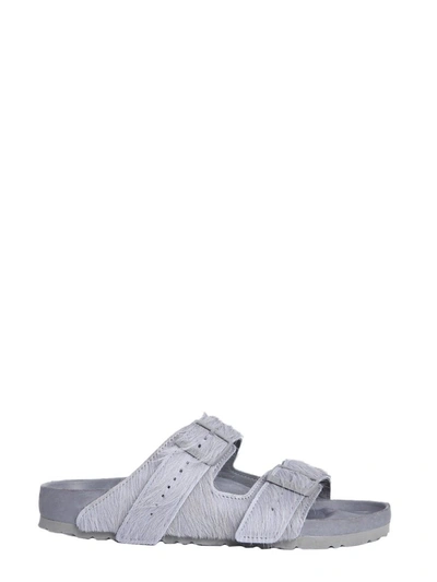 Shop Rick Owens X Birkenstock Arizona Fur Sandals In Grey