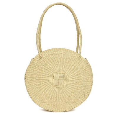 Shop Sensi Studio Circle Cream Straw Tote Bag In Beige