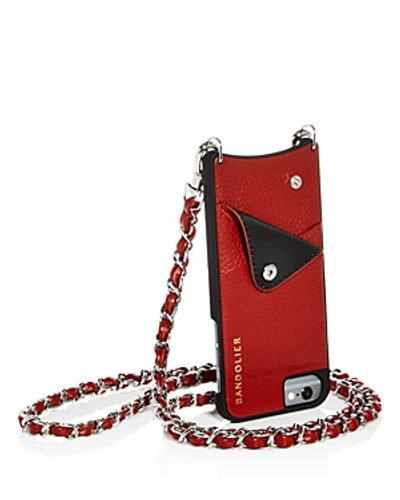 Shop Bandolier Lucy Leather Iphone Crossbody In Crimson/silver
