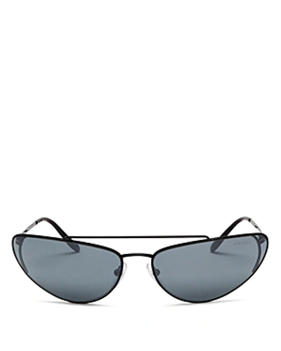 Shop Prada Women's Brow Bar Mirrored Cat Eye Sunglasses, 66mm In Black/gray