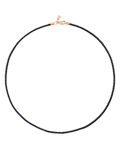 Shop Tous Navy Blue Cord Choker Necklace, 15.75 In Rose Gold/navy