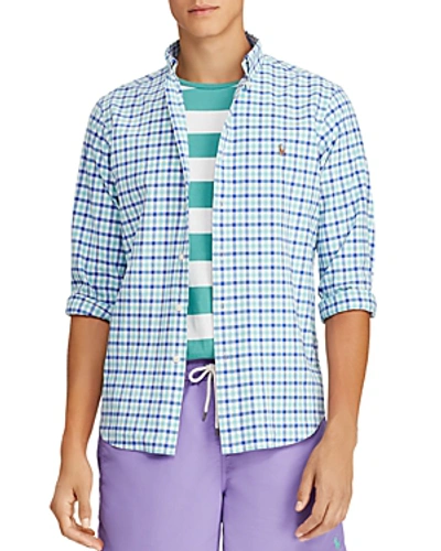 Shop Polo Ralph Lauren Check Slim Fit Button-down Shirt In Blue
