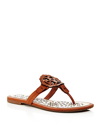 Shop Tory Burch Women's Miller Scallop Leather Thong Sandals In Tan/new Cream