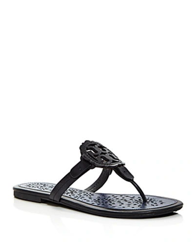 Shop Tory Burch Women's Miller Scallop Leather Thong Sandals In Perfect Black